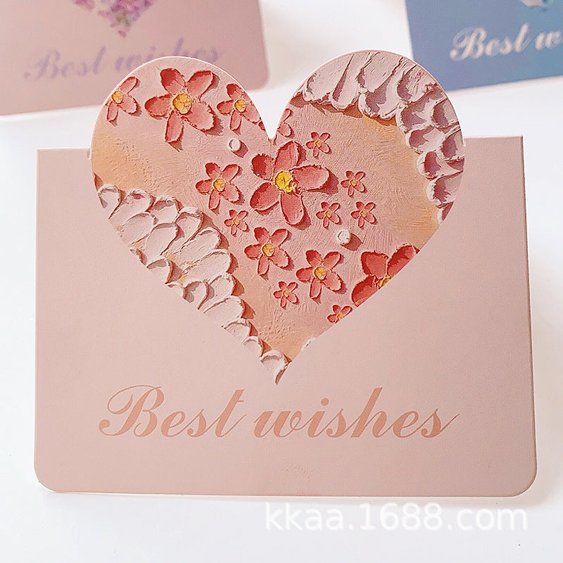 Wholesale of 10pcs/pack Mother's Day Love 3D Oil Painting Flowers Paper Greeting Cards